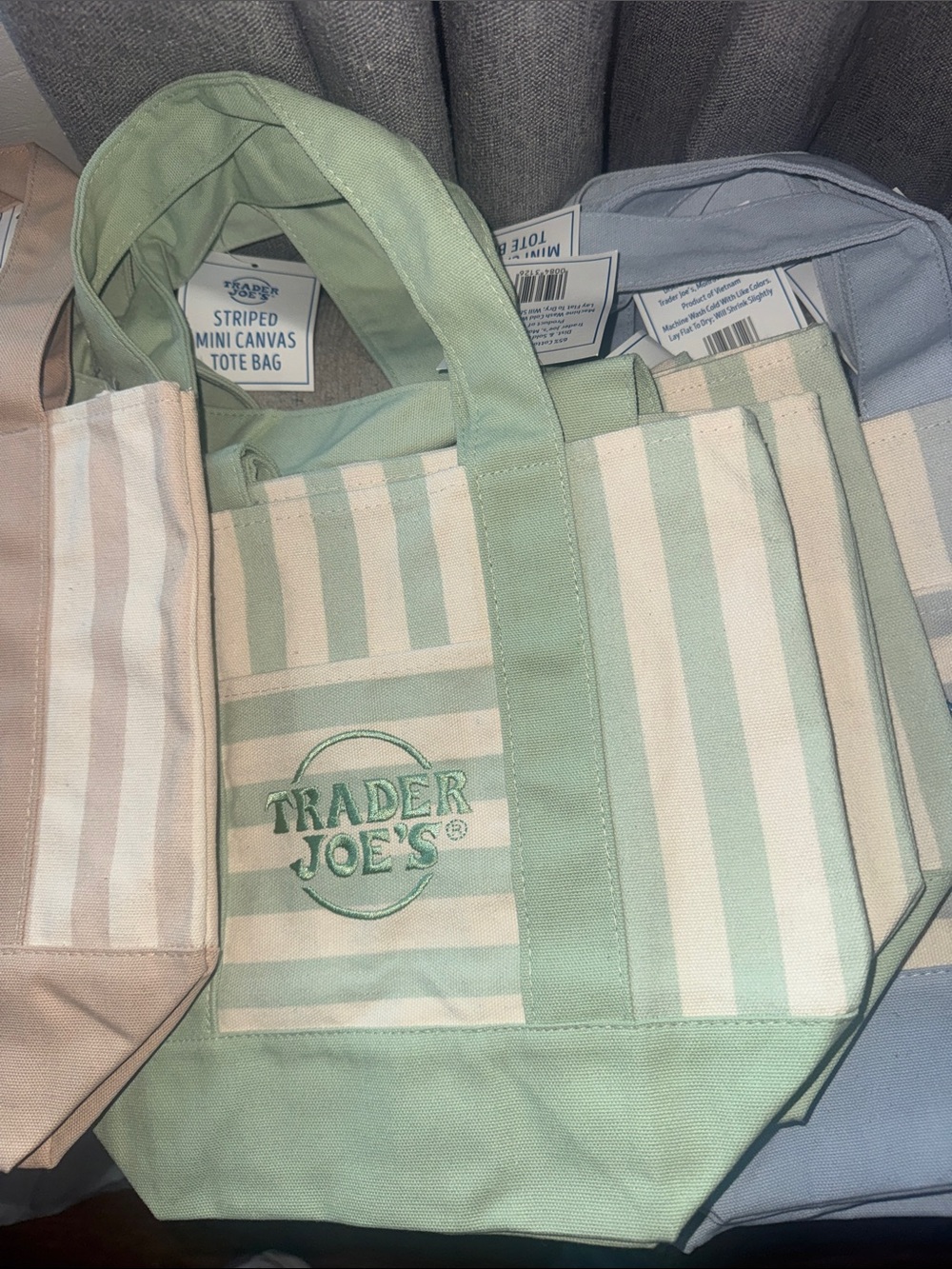 Trader Joe's Stripe Canvas Tote $15 each 4for$40 - Picture 3 of 5